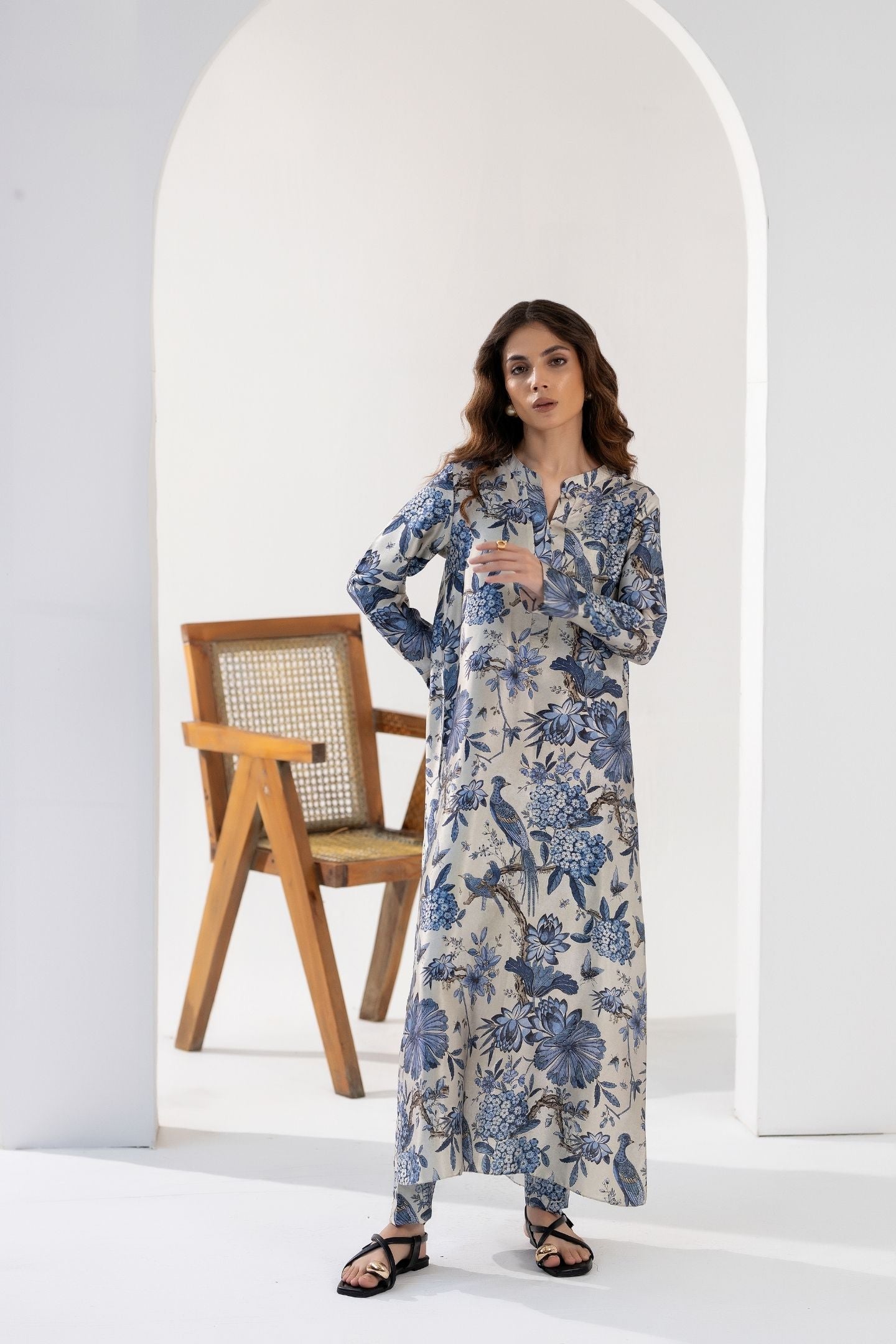 Blue Iris - Printed Silk Coord