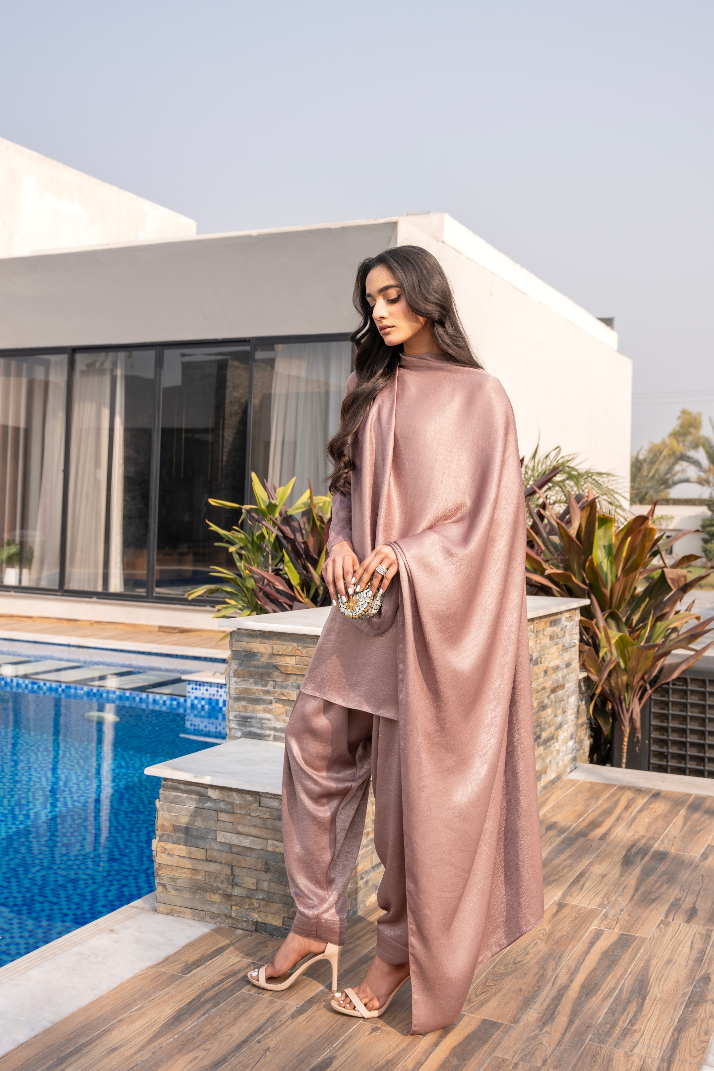 Velvet Silk Drape Coord Set