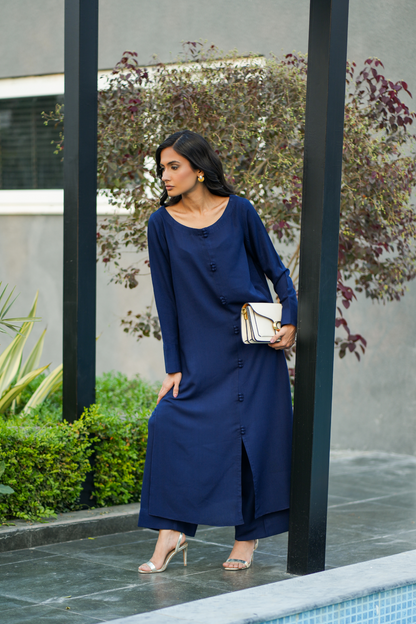 Navy Blue Karandi Coord