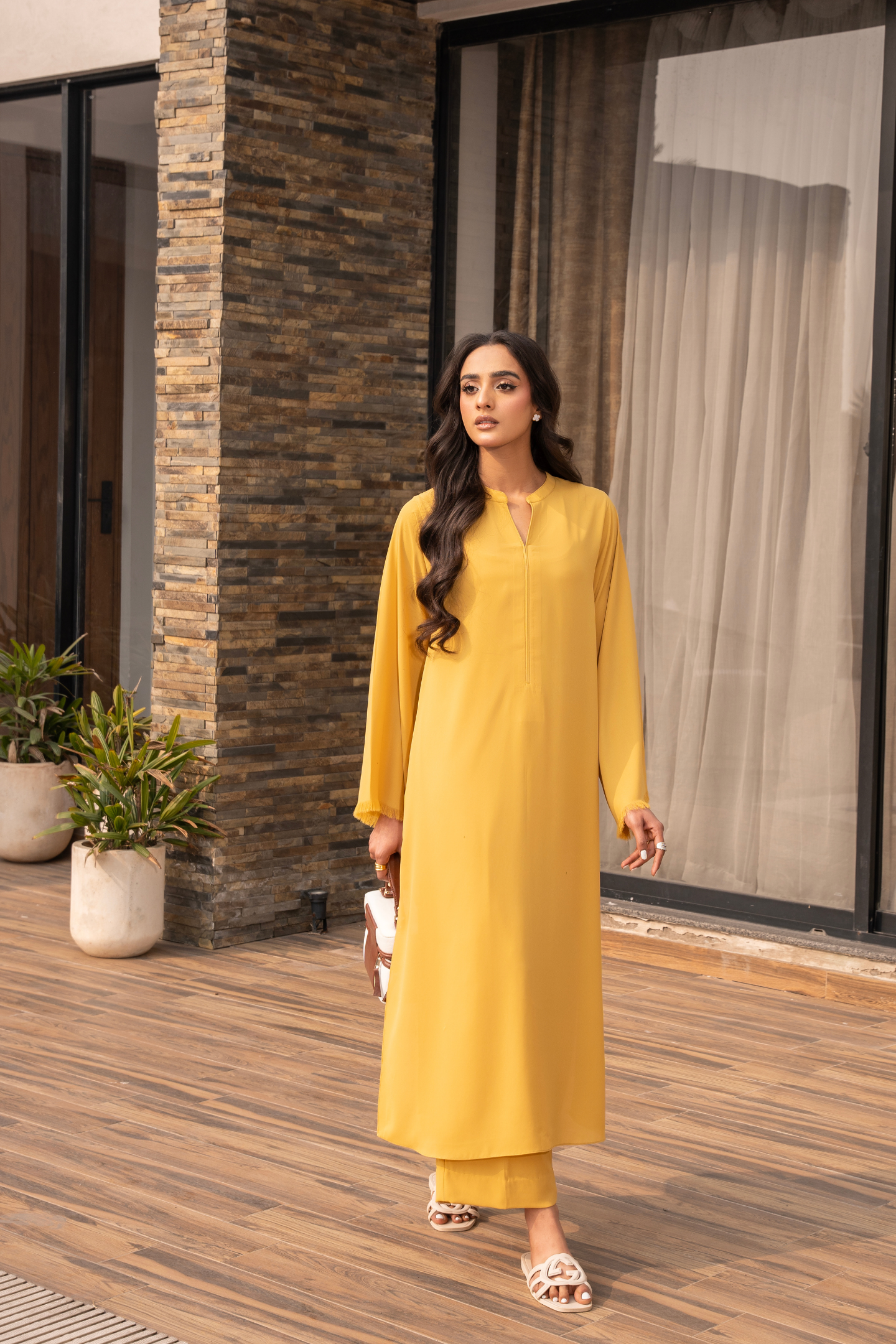 Spicy Mustard Fringe Coord Set