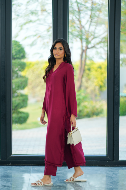 Maroon Karandi Coord