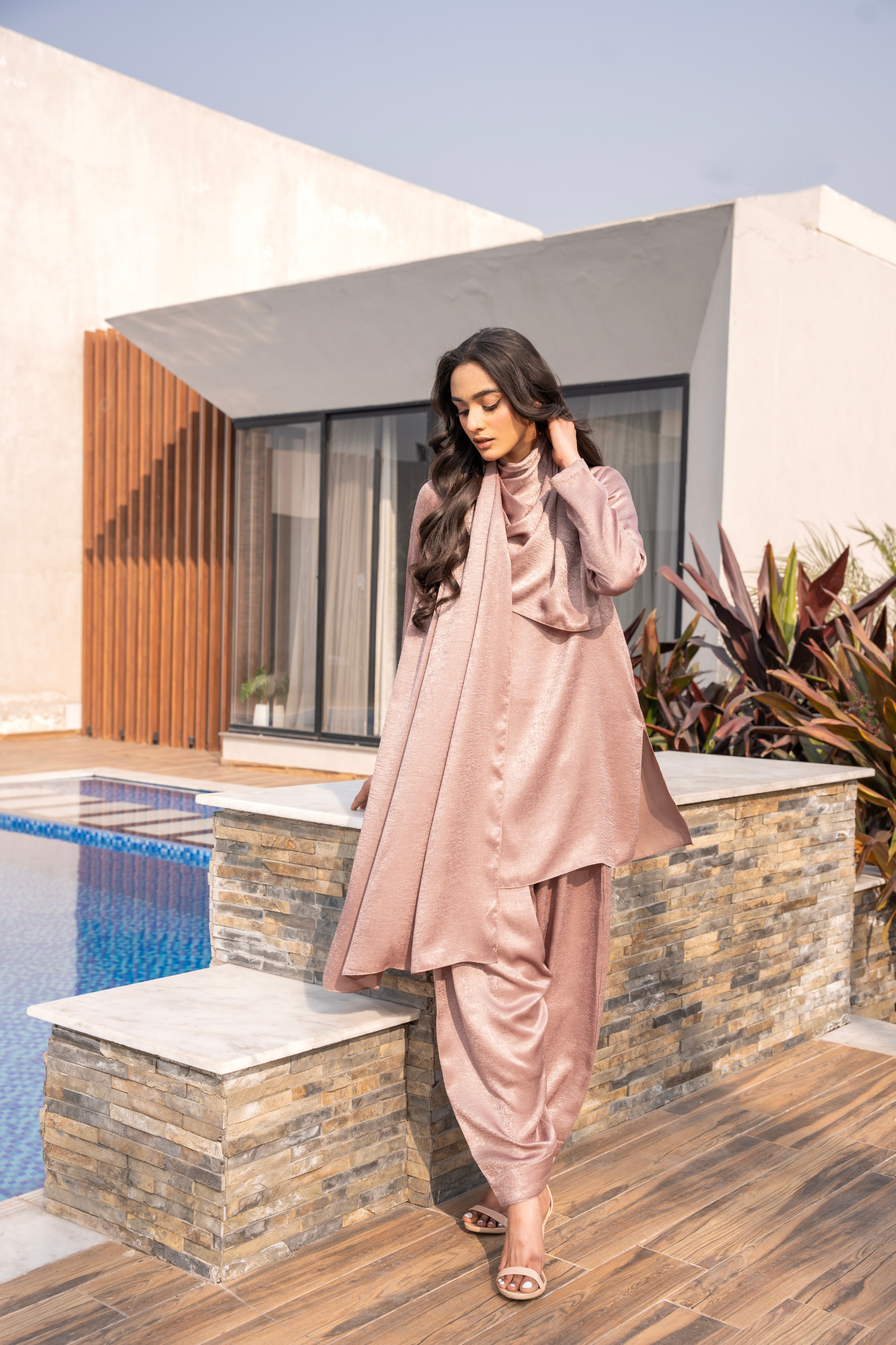 Velvet Silk Drape Coord Set