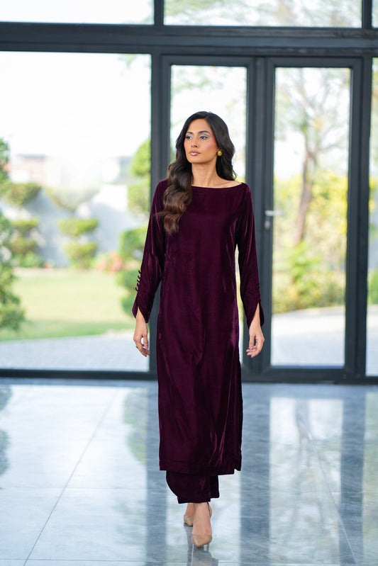 Plum Velvet Coord Set