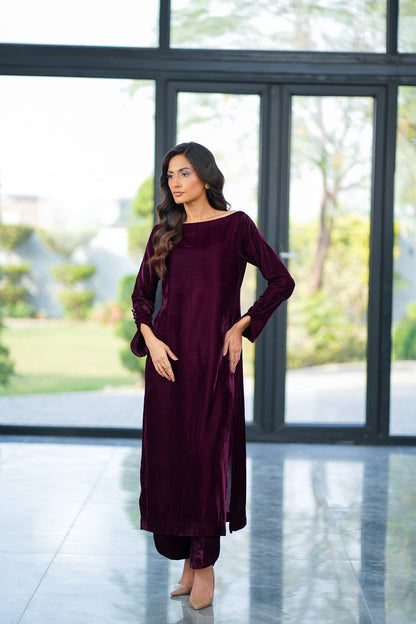 Plum Velvet Coord Set