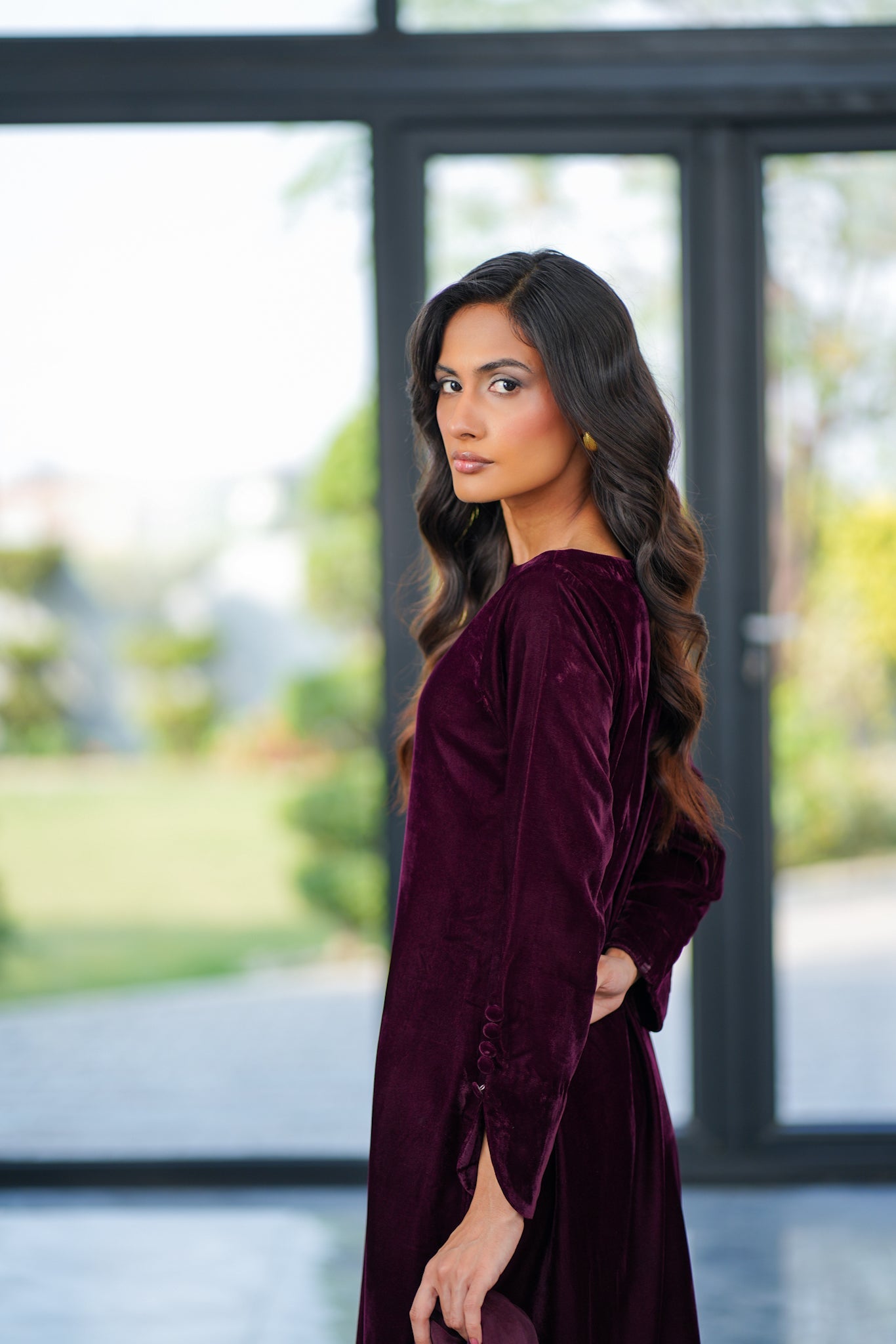 Plum Velvet Coord Set