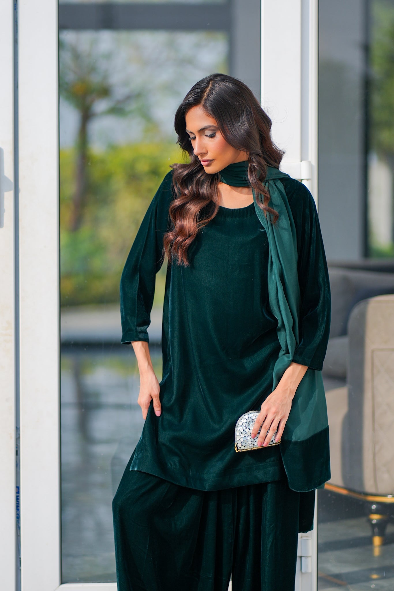 Bottle Green Farshi Shalwar Set