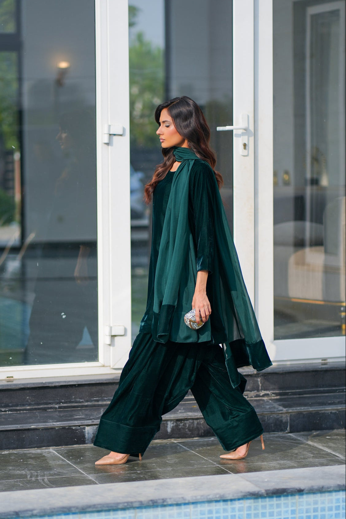 Bottle Green Farshi Shalwar Set