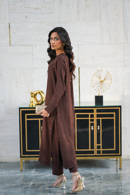 Mocha Embossed Silk Set