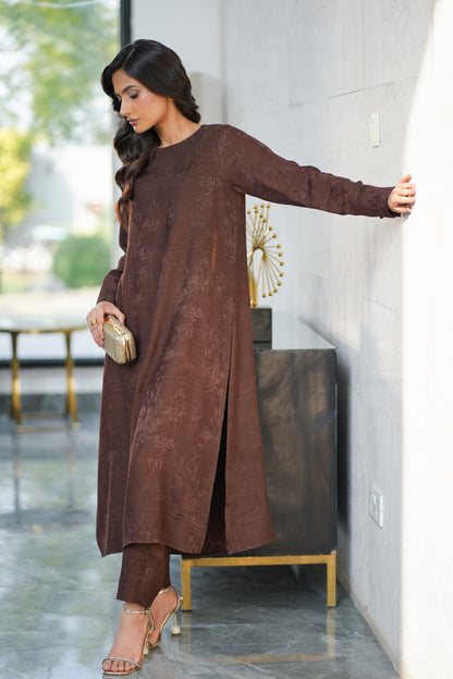 Mocha Embossed Silk Set